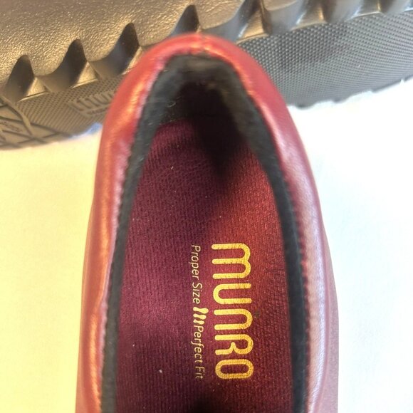 Munro Wedge Sz 7 Burgundy Leather Round Toe Walking Slip On Side Zipper - Picture 6 of 8